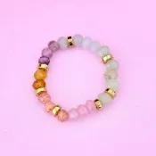Pura Vida 美國手工 OMBRE RAINBOW BEAD STRETCH 漸層彩虹石金色彈性戒指