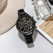 【ALBA】甜美知性 藍寶石水晶玻璃 計時 日期 不鏽鋼手錶 鍍黑 36mm(VD53-X335SD.AT3F19X1)