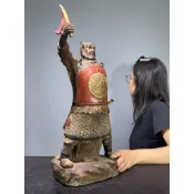 【阿一藝品】早期廣東 石灣陶【號令天下】旗開得勝 名師手製 有落款 值得收藏 居家裝飾 石灣公仔 石灣陶藝