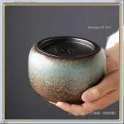 💕限時特賣💕清倉特惠 粗陶建水孔雀綠帶蓋茶渣缸茶水盂家用茶洗功夫茶具配件陶瓷茶水缸