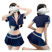 (店+)【Enjoy Love】女警角色扮演服 前開襟綁帶短上衣金屬鈕釦皺摺短裙套裝｜角色扮演服 Cosplay 女警服