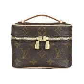 【Louis Vuitton 路易威登】LV M44936 Nice Nano經典LOGO花紋Monogram帆布拉鍊手提化妝箱(迷你/咖啡)