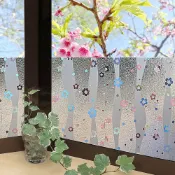 日本創意生活雜貨館 日本MEIWA抗UV可變色靜電窗貼 (亮彩花瓣) - 46x200公分