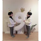 台灣台南現貨【韓版40吋/32寸韓系白色數字鋁箔氣球】韓國風 網紅鋁膜氣球/生日派對佈置/週歲周歲高雄