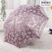 樂購優品百貨 【蕾絲黑膠防曬】遮陽傘 太陽傘 二折傘 創意傘 防紫外線傘 輕巧便攜 晴雨兩用 歐若拉風格 浪漫優雅 外出防曬必備A923