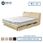 傢俱工場-吉米 MIT木心板 插座收納床頭床底組(床頭箱+抽屜底+乳膠床墊)