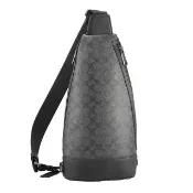 【COACH】Dominic新款Logo側肩/肩背/胸背包(黑灰CY801)