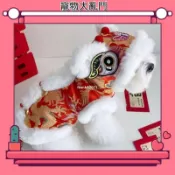 台灣出貨 寵物用品 配件 玩具 免運 寵物衣服 舞龍舞獅 醒獅 傳統弄獅 立體造型裝 喜氣獅王 寵物泰迪過年衣服 新年貓