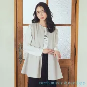 earth music&ecology 圓領高腰剪裁拉鍊背心外套(01000040900)