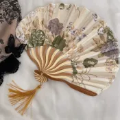 古風扇子 精緻折扇 中國風水墨畫折疊小扇子 夏天古風扇子 古裝漢服隨身攜帶貝殼折扇 新中式扇子 演出扇子 手工扇子 ♚