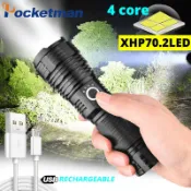 小胖達生活百貨 超亮XHP70.2 LED戰術手電筒XHP70 XHP50 5種模式可變焦露營防水狩獵燈使用18650 26650電池