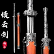 【匠心】龍泉劍八面漢劍秦王劍鎮云劍短劍長劍龍泉鎮宅寶劍真劍高錳鋼戰劍刀劍一體高錳鋼鍛造鑄劍 武術道具收藏擺飾冷兵器未開刃