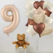 (店+)奶油焦糖 數字生日佈置組 40吋鋁箔氣球 生日佈置 生日禮物 生日字母 派對 4D坐立小熊裝飾 慶生佈置 情人節