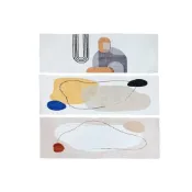 (店+)〖美佳小舖〗 復古莫蘭迪幾何色塊仿羊絨地墊(60x160cm) 吸水地墊 地毯 羊羔絨 防滑地毯 長條地墊 床邊地毯 大
