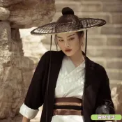 古風黑紅色 古裝俠客 斗笠 拍攝道具 竹編兒童舞蹈舞臺表演竹帽 棉花屋