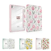 水彩粉色鬱金香透明 iPad 保護套適用於 iPad 第 10 代 A16 第 11 代 9th Air 5/Air 4