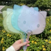 ✨全網最低價☜桃園出貨✨卡通貓咪扇家用小扇子兒童學生夏季手搖扇夏天便攜隨身半透明塑料