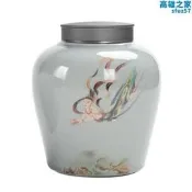 百貝 飛天陶瓷茶葉罐 雙層密封錫蓋密封罐茶倉醒普洱儲存罐可定製