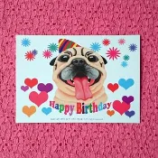 Happy Birthday 生日快樂 巴哥明信片-08
