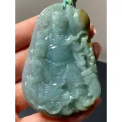 J2325(附證書）天然翡翠。關公關聖帝君武財神吊飾