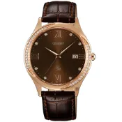∣聊聊可議∣ORIENT 東方錶 晶鑽石英女錶-咖啡x玫瑰金/36.5mm FUNF8001T 開學季禮物