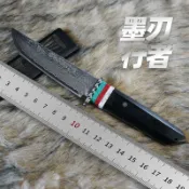 【原野】大馬士革龍骨一體鍛打VG10戶外小直刀黑檀木柄高硬度鋒利收藏刀具