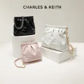 【精品現貨】CHARLES&KEITH美式復古風格水桶單肩包 婚禮休閒PU皮革女提包