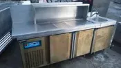 二2手 營業用 商用7尺臥式氣冷式冷藏工作台冰箱多功能後置工作台含滴水盤.水槽.茶桶架/風冷5尺工作檯冰櫃