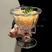 🔥桃園出貨🔥高顏值蝴蝶結高腳杯子冰淇淋果凍杯香檳甜酒雞尾酒杯咖啡玻璃杯子