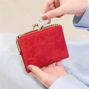 【EMMA SUE】皮夾 多卡位 大容量 最佳禮物 雙層零錢包 可愛 錢包 口金包 短夾 零錢包 卡夾 