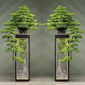 模擬植物 綠植造景 模擬綠植 模擬迎客松假樹綠植大型落地擺件茶室會所辦公室客廳羅漢松裝飾