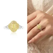 【AURORA 歐羅拉】30分天然黃彩鑽 PT950 鉑金台 鑽戒女戒婚戒 夢想(Fancy Light Yellow)