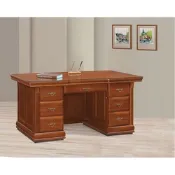 AS DESIGN雅司家具-亞柏拉罕烏心石實木6尺造型手把辧公桌(含玻璃)-175x83x82cm