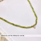 🔥熱賣ᴴᴼᵀ🔥【洗澡不用摘】小衆設計森系綠精靈漸變橄欖綠多切面水晶串珠項鍊
