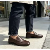 【shoes鞋魔】KENNETH COLE 真皮樂福鞋 男款一腳蹬懶人鞋 商務休閒豆豆鞋 通勤低跟皮鞋 黑棕兩色可選