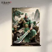 掛畫 裝飾畫 捲軸畫 背景畫 關公畫像 掛畫 武財神爺關二爺神像 客廳裝飾捲軸 關聖帝君招財掛畫1