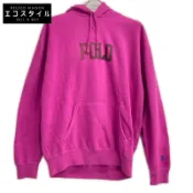 【DOKODEMO】Polo Ralph Lauren 紫色大尺碼抓絨連帽衫，S 碼（二手），帶有當前二維碼標籤