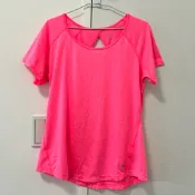 REEBOK 螢光粉運動機能排汗透氣T-shirt