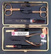 早期 Vintage 德國製 雙人牌  Zwilling 七件式修容組 真皮盒裝 ～