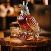 洛陽牡丹藝術酒瓶架酒具收納套裝鷹酒醒酒器玻璃瓶——優雅長期風味保鮮酒醒酒器男士獨特裝飾