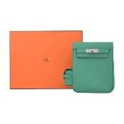 【Hermes 愛馬仕】Kelly ado jump Swift牛皮凱莉後背包(絨絲綠/W刻/銀釦)