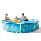 【INTEX】海濱圓形框架游泳池305x76cm-4485L-附濾水器-適用6歲+(28207NP)