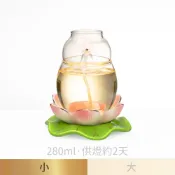 【臺灣製】小蛋杯油燈組｜NA06防風燈芯固定器 附粉彩底座｜供燈約2天｜石蠟油專用 高硼砂耐熱玻璃 供油燈 光明燈