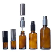 茶色玻璃空壓瓶。5-100ml。鋁壓泵頭含蓋