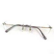 【DOKODEMO】PARIS MIKI AU-132 無框眼鏡，鈦金屬鏡框，18K 金鏡腿，銀色和金色，19-135，近視鏡片，日本製造，重量 12.7 克，男士款