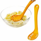 asdfkitty可愛家精品店 asdfkitty*日本製 MARNA 橙色撈網湯匙/搗泥器/濾杓搗碎器/火鍋撈網/副食品.馬鈴薯壓泥