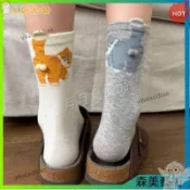 店主强推均碼 中筒襪 可愛襪子 貓咪襪子 毛球襪 襪子 長筒襪 卡通襪 少女襪 橘貓襪 灰貓襪 米白襪 黑襪 長襪