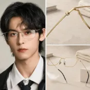 (店+)【LEESA】半鈦眼鏡\金屬\眼鏡男\長方形眼鏡\鏡架\文青眼鏡\細框眼鏡\眼鏡框\極簡\顯氣質\商務風\男生眼鏡
