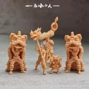舞龍舞獅中日式過年過節慶國風1:64微縮人偶高精度白模型場景