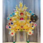 【神佛佛具】柳絲水鑽雙色關公帽 關帝帽  武盔 關公 關聖帝君 神帽 神明帽 5寸 7寸